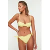Trendyol Yellow Gingham Textured Ruffle Regular Bikini Bottom