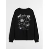 Sinsay - Crewneck bluza sa printom i mašnama - crno
