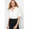 Trendyol Ecru Utility Pocket Detailed Crop Regular Normal Fit Woven Shirt