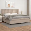 Greatstore Box spring postelja z vzmetnico kapučino 200x200 cm um. usnje