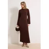 Trendyol Modest Ženska haljina Tctss26Eb00030, Smeđa