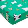 Zelena napenjalna otroška rjuha za posteljico 70x140 cm Farmyard Animals – Catherine Lansfield