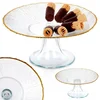 shumee Zlato stekleno stojalo za torte, sladice, prigrizke, pladenj 21 cm