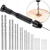 shumee Ročni mini stiskalni sveder, črn + komplet 25 svedrov 0,5–3 mm za les, plastiko DIY