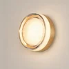 Lucande LED-stenna svetilka Somber, bronasta/jantarna, O 12,5 cm, IP44 - Hodnik - Sodobni - zlato, jantar - Steklo