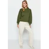 Trendyol Khaki Thick Inside Fleece Regular/Normal Fit Crew Neck Basic Knitted Sweatshirt