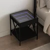 Noćni ormarić s beskonačnim LED svjetlima crni 40x40x49 cm