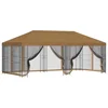Vidaxl Paviljon s stenami 6 x 3 m Bež Poliester in jeklo 190