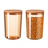 MADAME COCO Yuviera Set kutija za čuvanje hrane sa drvenim poklopcem, 2kom, 2300ml, 13.5x13.5x21cm, Braon