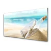tulup.si Slika na akrilnem steklu Plaža bottle art pismo 140x70 cm 4 obešalnika