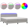 Krevet box spring s madracem LED svjetlosivi 200x200 cm tkanina