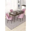Hanah Home trpezarijski set Nef, sto na razvlačenje i 4 stolice, ploča u dekoru drveta Baroque, roze tkanina Jerry