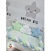Bubamara037 Set za krevetac sa ogradicom od pletenica, 120x60cm, Zeleno-plavi