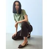 Sinsay - Straight pantalone sa pegla nogavicom i pojasom - tamno braon
