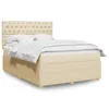 vidaXL Box spring postelja z vzmetnico krem 140x190 cm blago