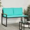 klupa s jastukom Crna i Tirkizna 115 x 65 x 72 cm Ratan