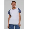 Womens T-shirt Contrast Raglan - white/blue