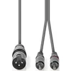 COTH15200GY15, Balansirani audio kabl, XLR 3-pinski muški, 2x RCA muški, Niklovani, 1,50 m, PVC