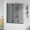 Ograda za tuš Crna 130 x 138 cm ESG staklo i aluminij