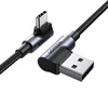 Ugreen USB-A na USB-C kabel, kot 90°, 3 m, črne barve, hitro polnjenje 4.0, 1 kos.
