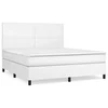 Vidaxl Box spring postelja z vzmetnico bel 160x200 cm umetno usnje