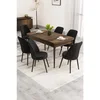 Hanah Home trpezarijski set Nix, sto na razvlačenje i 6 stolica, ploča u dekoru drveta Baroque, crna tkanina Babyface