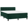 Vidaxl Box spring postelja z vzmetnico LED tem. zelena 140x190cm žamet