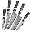 Set damaškovih kuhinjskih noževa ZE-37498 - Zelena / Crna KP37498