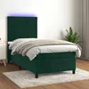 Vidaxl Box spring postelja z vzmetnico LED tem. zelena 100x200cm žamet
