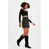 Trendyol Black Plaid Tweed Fabric Mini Woven Skirt
