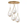 Damla 4 Lü Tepsili Gold Beyaz Camli Sarkit GoldWhite Chandelier
