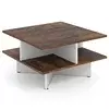 Northix Kvadratna klubska mizica 60x60 cm lesena s 4 policami rjava
