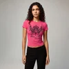 Roza majica slim fit s potiskom kril in krone