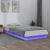 LED okvir za krevet bijeli 90 x 200 cm od masivnog drva