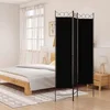 Sobna pregrada s 3 panela crna 120 x 200 cm od tkanine