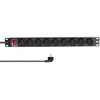 Razvodni PDU panel za rack sa 9 utienih mesta i osiguracem, kabl 2m (aluminijum)