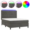 Vidaxl Box spring postelja z vzmetnico LED temno siva 140x190 cm žamet