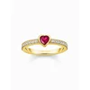 Thomas Sabo TR2448-995-10-56 Gold-plated solitaire ring w. red stone + zirconia