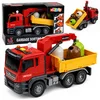 slomart LEAN TOYS Tovornjak smetar z dvigalom, rdeč, z lučmi in zvoki