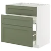 METOD / MAXIMERA Pod.element sudop. i 3front/2fioke, bela/Axstad sivozelena, 80x60 cm