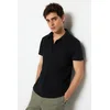 Trendyol Limited Edition Black Regular/Regular Fit Pique Zippered Polo Neck T-shirt
