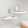 Plutajuće zidne police 2 kom hrast i bijele 40x23x3,8 cm MDF