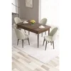Hanah Home trpezarijski set Roz, sto na razvlačenje i 4 stolice, ploča u dekoru drveta Baroque, krem tkanina Babyface