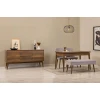 HANAH HOME Vina 02 0701 Walnut Grey Produživi trpezarijski sto, stolice i konzola (5 komada))