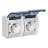 Dvojna vtičnica 2x2P+Z AQUATIC, IP44, dimljeno bela