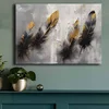 WallXpert slika na platnu 70100GSC-003, crno-zlatna perja na sivoj teksturisanoj pozadini, 70 x 100 cm