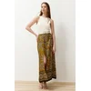 Trendyol Light Khaki Slit Patterned Viscose Fabric Maxi Woven Skirt