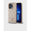 DKNY DKNY Usnjeno ohišje s karirastim enobarvnim vzorcem in potiskanimi črtami - etui za iPhone 15 Pro (roza)
