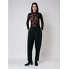 Sinsay - Materijalne pantalone sa faltama - crno