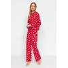 Trendyol Red 100% Cotton Heart Tshirt-Pants Knitted Pajama Set